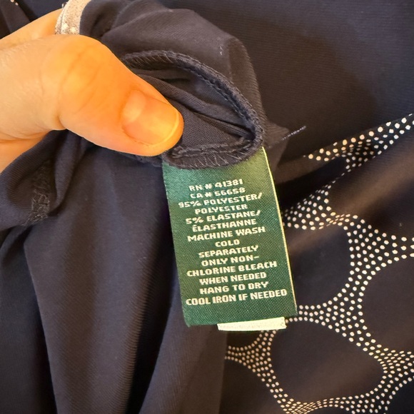 Lauren Ralph Lauren Dark Blue Circle Pattern Midi Dress - Picture 9 of 9